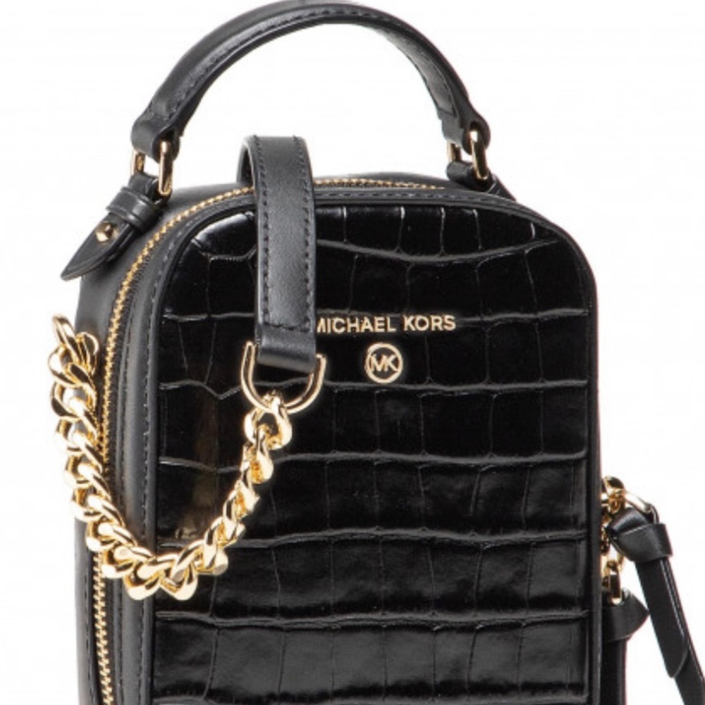 MICHAEL MICHAEL KORS Crossbody Small Handbag Black Genuine Leather AUTHENTIC New - Picture 6 of 10